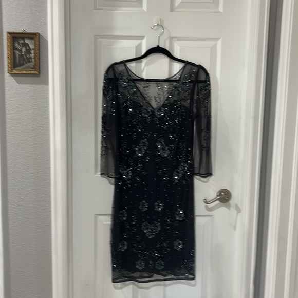 Simply Stunning Sequined Cocktail Dress NWT Black/Gunmetal - Picture 3 of 6